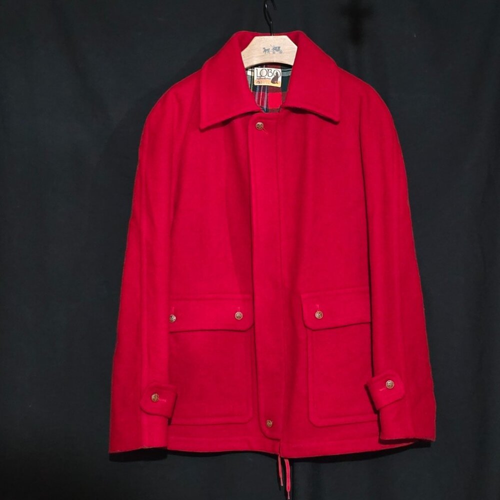 Vtg LOBO Pendleton 100% Virgin Wool Wmn's Red Coat w Rem Hood See Desc for Size